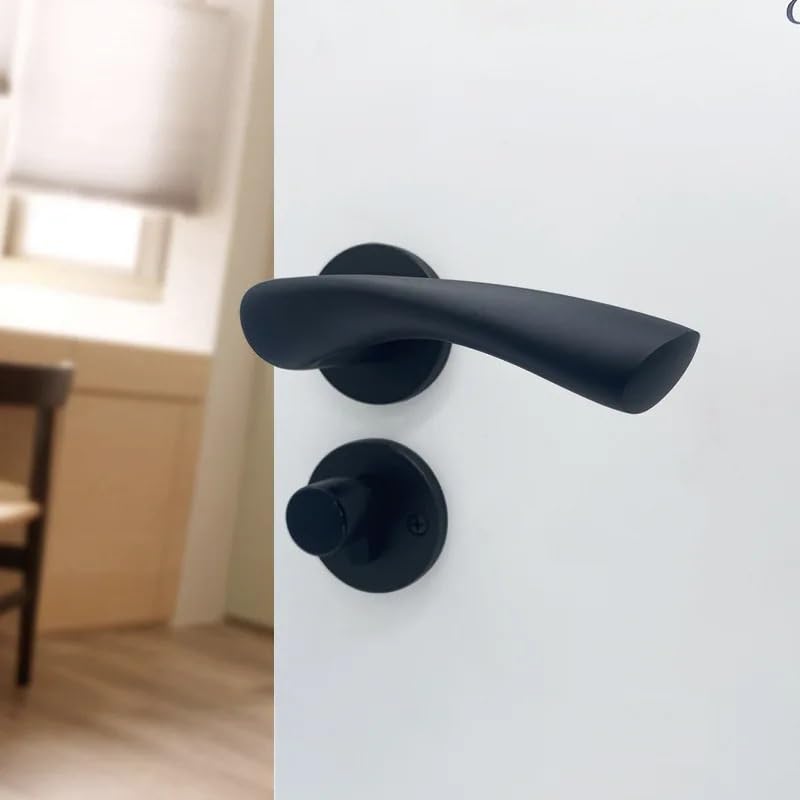 Serrure de porte interieure moderne silencieuse alumine noire