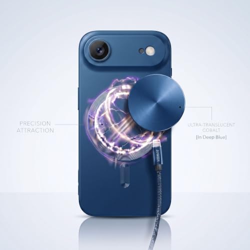 Image of amazon basics Premium Mag-Safe Case for iPhone 17 Air | Shockproof & Anti-Scratch Cover | Soft Silicone with Wireless Charging | Camera Lens Guard - Blue