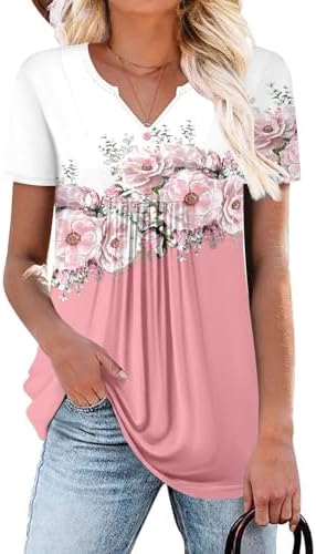 BETTE BOUTIK Womens Short Sleeve Tunics V Neck Button Down Shirts Blouse Tops Pullover S-3XL BETTE BOUTIK Womens Short Sleeve Tunics V Neck Button Down Shirts Blouse Tops Pullover S-3XL