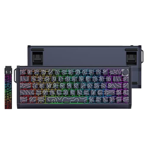 Image of MOLGRIA x SKYLOONG 60% Aluminum Gaming Keyboard, GK68 HE USB Wired Magnetic-Switch RGB Backlit Mechanical Keyboards with South-Facing Print Contour Line Keycap and Knob Multi-Layer Gasket(Black)