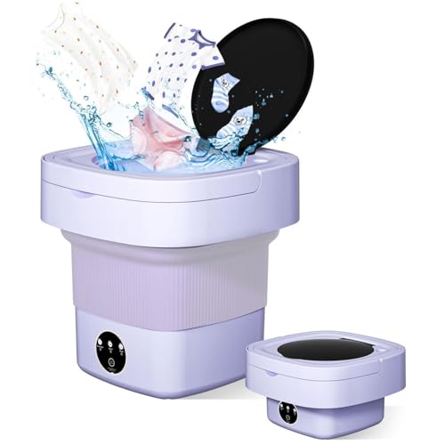 Taylor & Brown Portable Washing Machine, 10L 2 in 1 Mini Portable Washer Machine, Foldable Small Smart Laundry Machine with 3 Cleaning Modes for Baby Clothes, Underwear, Camping, RV, Travel, Purple