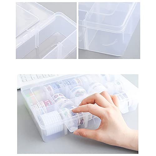 24 Grids Clear Storage Box with Compartment, Plastic Jewellery Organiser Box for Washi Tapes Craft, Beads, Jewelry, Small Parts - Image 4