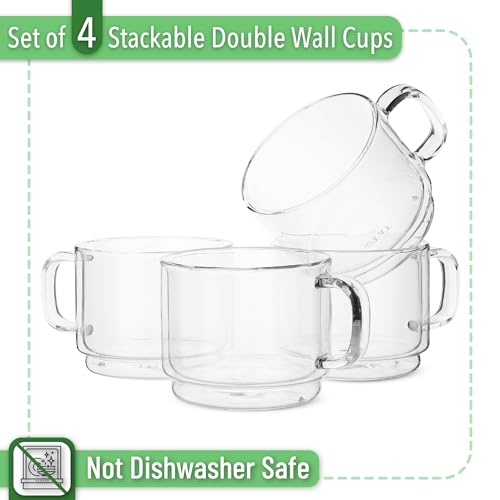 image for Brew To A Tea BTaT- Stackable Insulated Coffee Mug, Large, Set of 4 (1