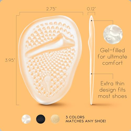 Image of Walkize Metatarsal Pads Women | Heel Inserts for Women | Ball of Foot Cushions (2 Pairs Foot Pads) All Day Pain Relief and Comfort One Size Fits Shoe Inserts (Foot Cushions Clear)