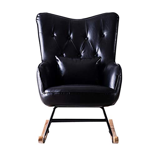 HLW Sports Garden Terrace Living Room Lawn Lounge Chair Recliner Rocking Chair Living Room Bedroom Balcony Lounge Chair (Color : Black, Size : 95x80x66cm)