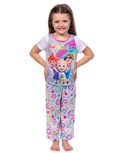 Komar Kids CoComelon Toddler Girls' Rainbow Short Sleeve Shirt And Pants 2PC Pajama Set