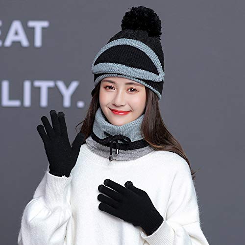 Cachecol, Romacci Conjunto de lenço quente 4 peças femininas de inverno pescoço chapéu tricô touch s