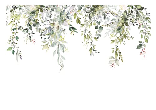 Papel Pintado Hojas verdes Naturaleza Plantas Botánica   Incluye Pegamento   Fotomurales Pared Tejido No Tejido Decorativos Murales Fotográfico XXL Moderno Decoración de Paredes (368x254 cm)