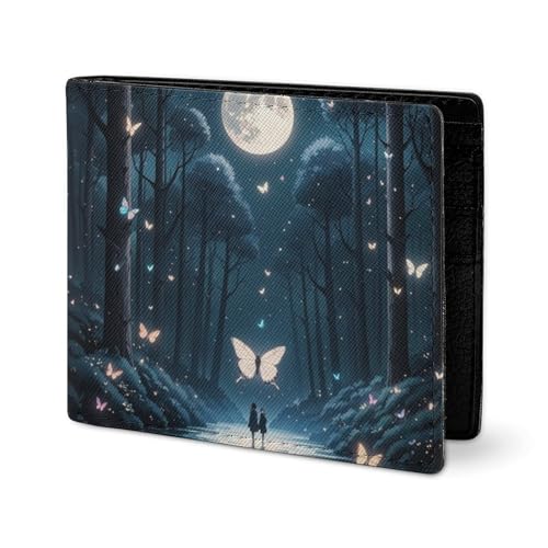 Black Light Fantasy Forest Wallet Elegant Leather Wallets with ID Window & 2 Card Slots, Slim Bifold Wallet for Men Women2