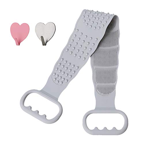 Silicone Back Scrubber for Shower, Silicone Body Brush, For Back Cleansing And Exfoliating, Back Massage, All Parts Of The Body To Remove Ash And Mud, Easy to Clean, Lathers Well, Long Lasting (Grey)