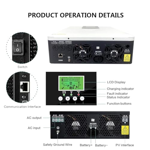 CNAOHGHN 1kw-6.2kw 12-48vdc On/Off-Grid Inversor Solar HíBrido Ac220v, Cargas Potencia De Salida Mpp