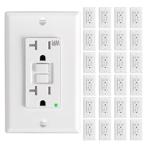 Amico 24 Pack 20 Amp GFCI Outlet with Thinner Design, Weather Resistant (WR), Self-Test GFI...