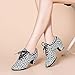 Women Latin Dance Shoes Lace Up Fashion Leopard Print Comfortable Indoor Dance Shoes Ballroom Dance Beginners Pratice Training Shoes (Color : Black Leopard print-5CM/1.96In, Size : 5)