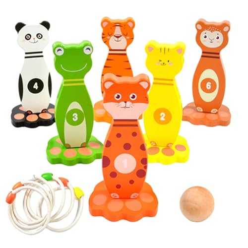 Jeu de lancer d'anneau en bois et combo 6 balles pour motricité