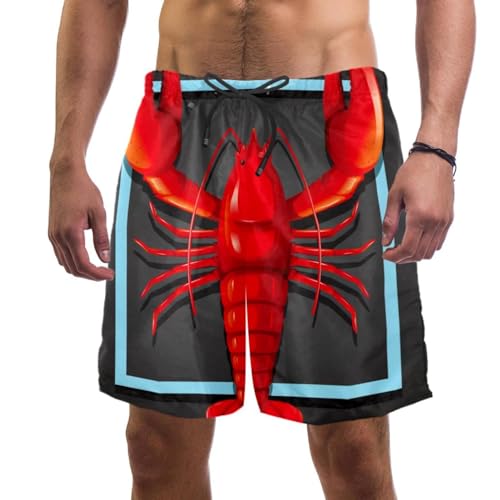 Maillot de bain séchage rapide à motif langouste rouge confort de plage