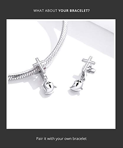 Halloween Ghost Charm Skull Charm 925 Sterling Silver Black Cat,Haunted House, Pumpkin Charm Fit Pandora Style Bracelet,Gifts for Halloween4