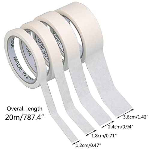 Image of Multi-Purpose White Masking Tape Total Length 20M Painter Tape 4 Kinds Optionals 0.47'' /0.71'' /0.94'' /1.42'' Writable White Masking Tape 1 /2 inch 1 inch 2 inch Wide