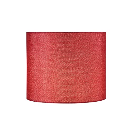 Image of Aspen Creative 31107 Transitional Drum (Cylinder) Shaped Spider Construction Lamp Shade in Rich Red Burlap Texture Fabric, 12 inch Wide (12 inch x 12 inch x 10 inch)