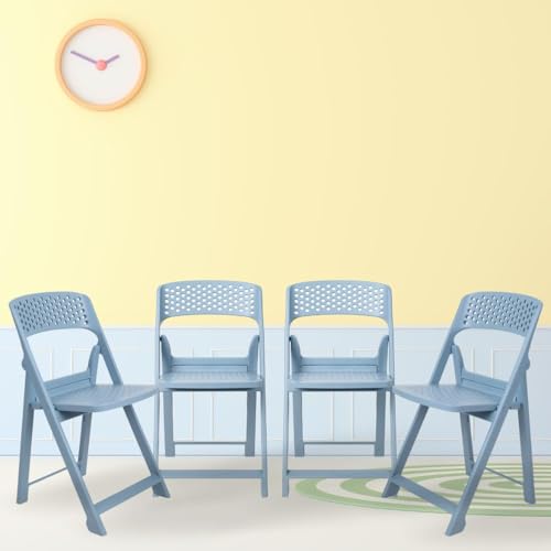 Image of ITALICA Phoenix Folding Chair /Space Saving Chairs /Folding Chair for Balcony, Garden, Patio /Indoor & Outdoor /Sturdy & Durable Chair for Comfortable Seating (Army Grey, Set of 4)