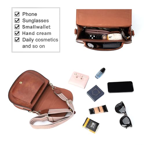 Image of AFKOMST Crossbody Bags for Women,Small Saddle Purse and Boho Cross Body Handbags,Vegan Leather