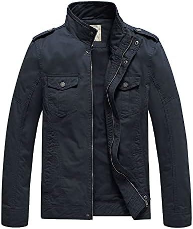 Elonglin Chaqueta Militar De Algodón Para Hombre – Cortavientos Cremallera, Ligera Y Transpirable Para Primavera Y Otoño (Hasta Talla 6XL Asiática)