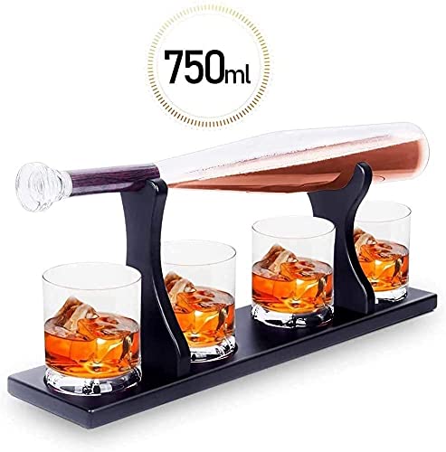 Karafset Wijnaccessoiresets, Geweervormige Whiskykaraf Met 4 Whiskyglazen Set Herbruikbare Rumhouder Alcoholkaraf Met… - Afbeelding 5