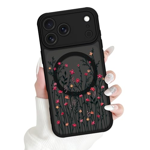 Coque iPhone 17 Pro MagSafe OOK fleurie en TPU et PC rigide 6,3 pouces
