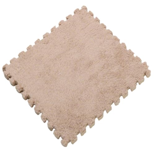 Antideslizante Alfombra, Tapete de Felpa para Habitacion, Suelos de Espuma, Entrelazados de Espuma EVA, tapete Antideslizante de 30x30x1 cm, para Jaula de Mascotas, decoración del hogar,Camel,6pcs