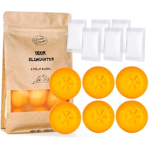 12 Pack Baking Soda Deodorizers, 6 Deodorizer Balls + 6 Refills, Odor Eliminator for Shoes Closets Bathroom Pets, Air Freshener for Home, Up to 240 Days Cover
