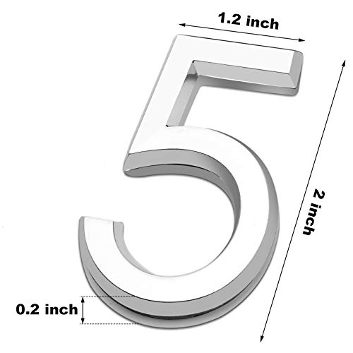 Mailbox Numbers Door Numbers 0-9 Self-Adhesive 2-Inch Address Number Stickers Street House Number Signs For Residence, Apartment, Office Room, Mailbox (Silver,20 Pieces) #TOP6