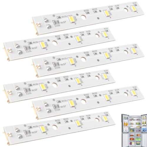 WR55X26671 Refrigerator LED Light Board 6PCS Replacement for GE Fridge & Freezer Interior Lights Compatible with PS11767930 AP6035586 Easy Plug-In Installation