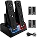 Charging Station for Wii Remote, TechKen Controller Charger Docking Station with Four 2800mAh Rechargeable Batteries (Updated Version)