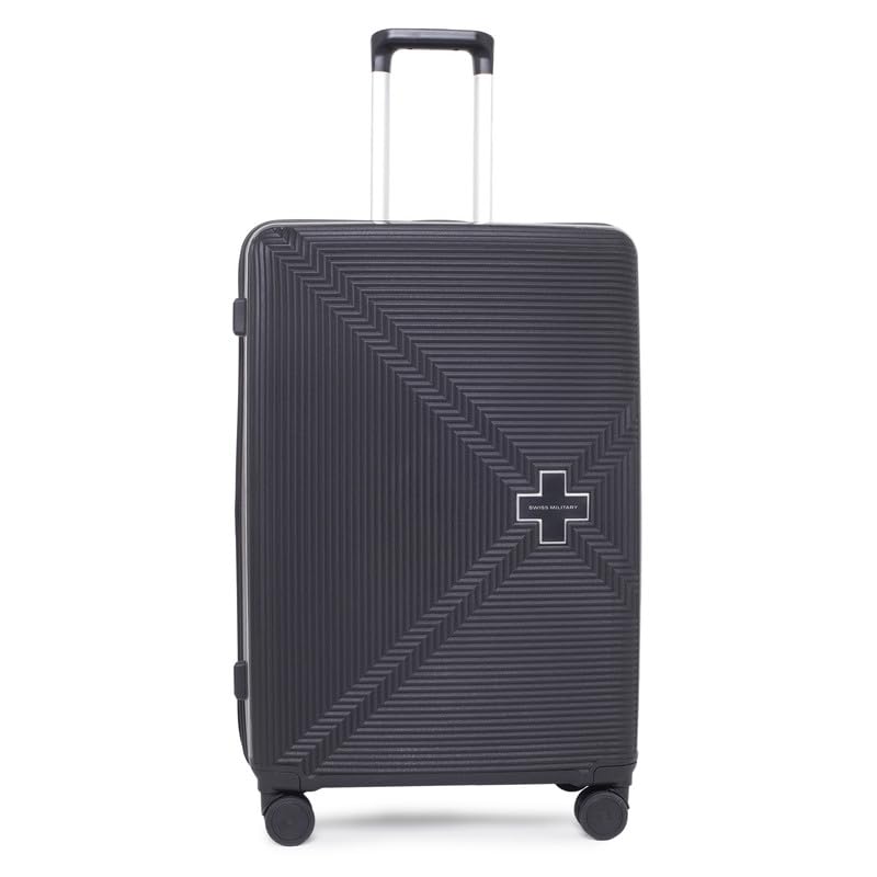 Image of SWISS MILITARY Maze 24-Inch Hard Top Peach Luggage Trolley Bag Durable Polypropylene Body TSA Lock Body-Coloured 360 Degree Rotating 8 Wheels Lightweight Stylish Travel Suitcase