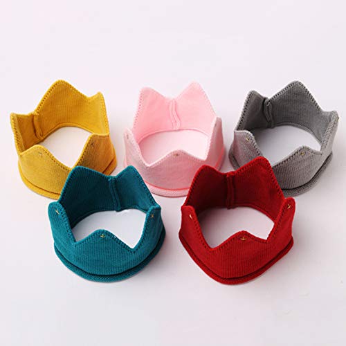 TOYANDONA 1pcs Baby Boy & Girl Birthday Party Knitted Crown Headband Toddler Knit Crochet Beanie Cap (Red)3
