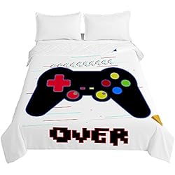 Colchas Adolescentes Sticker Superb. Gamepad Colcha Niños Adolescentes Hombres Verano Edredón Fino Manta Blanco Negro Marrón Consola de Juegos Gamer Sábanas de Microfibra 1 Pieza Bedspread (Color4,150_x_200_cm)