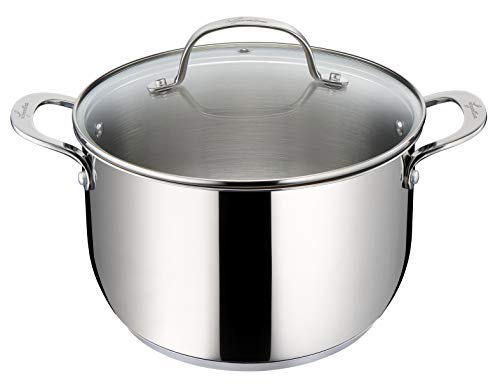 Lagostina Evelia Set di Pentole Induzione, Gas e Forno in Acciaio Inox 18/10, 13 Pezzi, Batteria con 4 Casseruole, Pentola, Padella Antiaderente, Mestolo, Schiumarola, Cucchiaio Spaghetti, 4 Coperchi