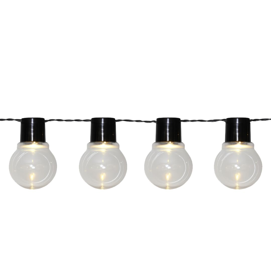 Best Season Partaj Solar-LED-Lichterkette – 10 Kugeln, Dämmerungssensor, separates Solarpanel, 2 m Kabel, Schwarz