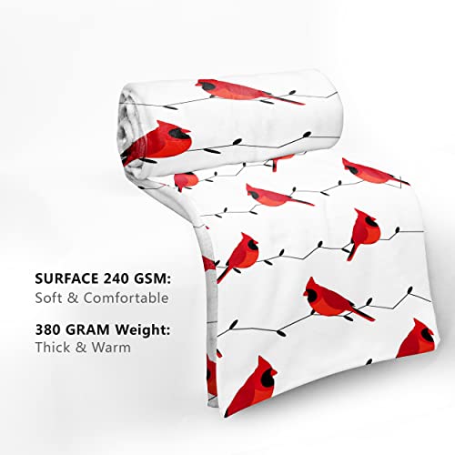 Cardinal Birds Blanket Velvet Touch Ultra Plush Christmas Holiday Printed Fleece Throw/Blanket For Kids And Adults Cardinal Gift -50 X 60Inch #TOP4