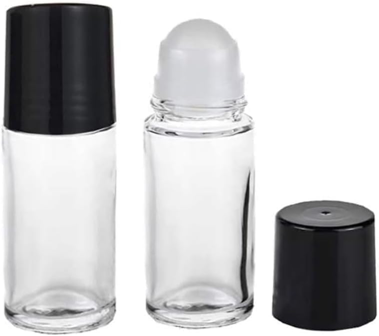 Gammaeon 2PCS Upgraded Clear Empty Glass Essential Oil Roller Bottles Vials Containers Refillable Roll-on Bottles (30ml) for Essential Oils Perfumes