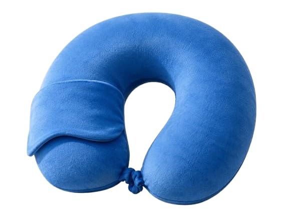 Divcoll Memory Foam Travel Neck Pillow Soft Airplane Support Cushion for Sleeping Office Car Flight Camping Comfortable Rest Pillow (Blue)-image-38