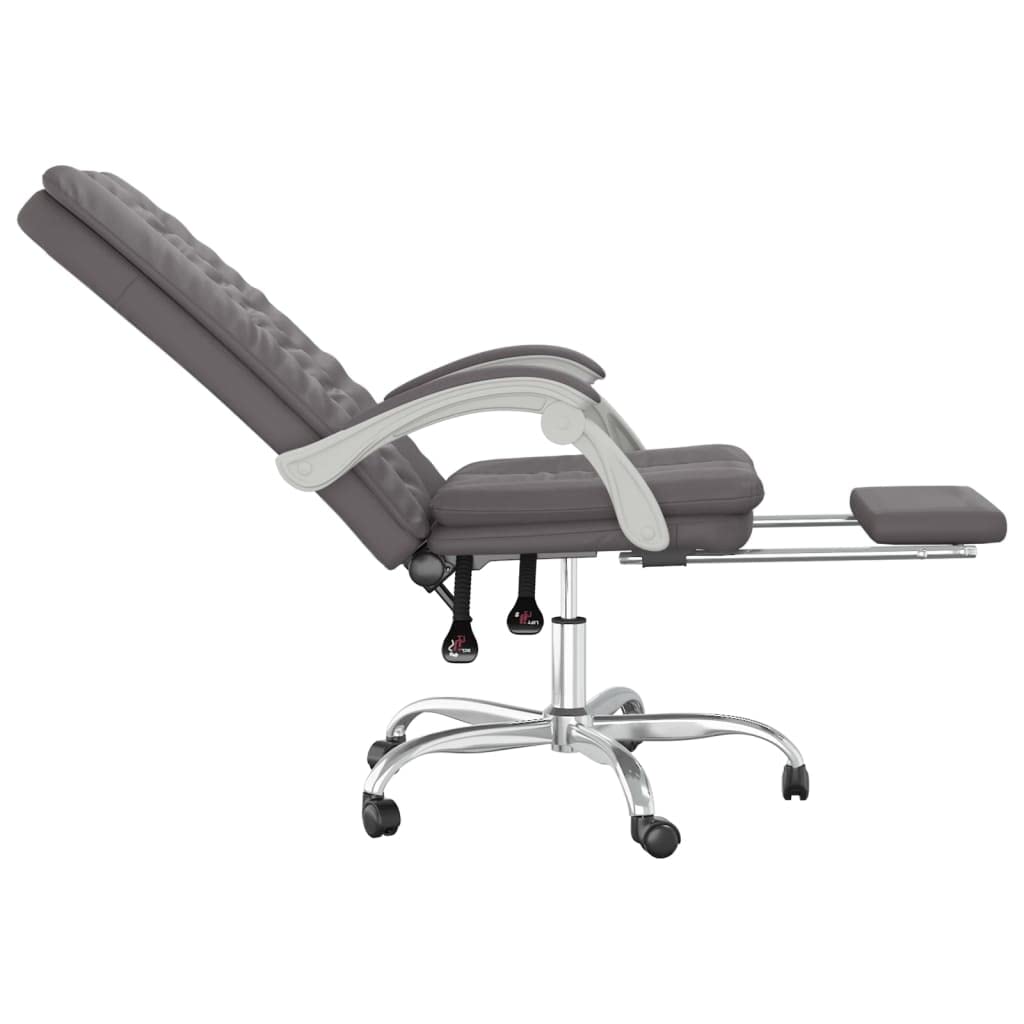 Sedia da ufficio con funzione reclinabile, in ecopelle, colore: grigio