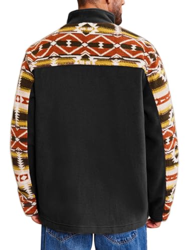 Beotyshow Mens Soft Polar Fleece Jacket Zip Up Printed Coat Casual Tribal Aztec Midweight Winter Outfits3