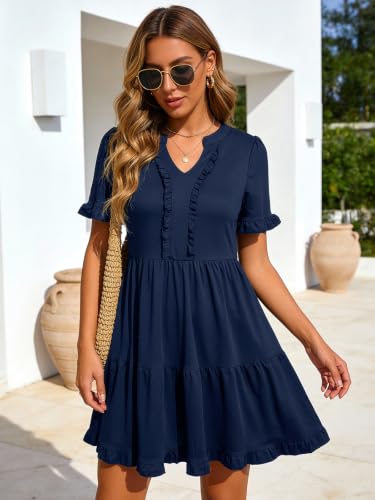 Image of Berydress Womens Summer Dresses 2026 Short Sleeve Babydoll Mini Sun Dress