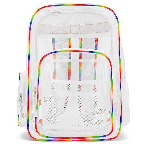 Meister All-Access Clear Backpack - Meets School & Event Security Bag Requirements - Rainbow3