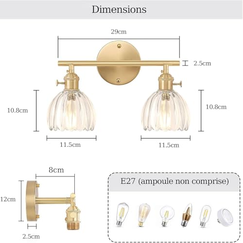 Aplique de pared de vidrio doble lampara interior sofisticada de alta calidad 5