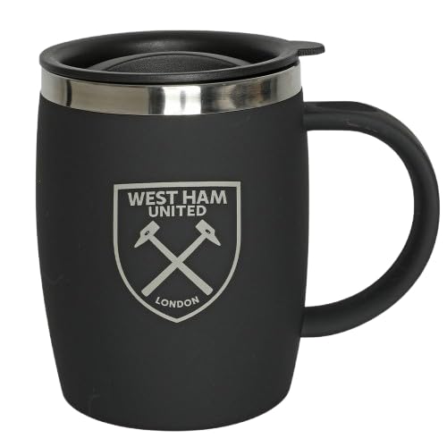 West Ham United Barrel Travel Mug Official Merchandise Fan Gift Matt Black