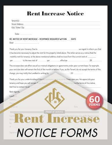 Rent Increase Notice Forms: Property Rental Price Adjustment Notice Logbook for Landlords and Property Managers | 60 Forms, 120 Single-Sided Pages