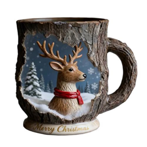 Taza navideña 3D - Serie temática hecha a mano, taza de café festiva para vacaciones, exquisita vajilla de cerámica invernal | Regalo único para chocolate caliente, bebidas frías, temporada D