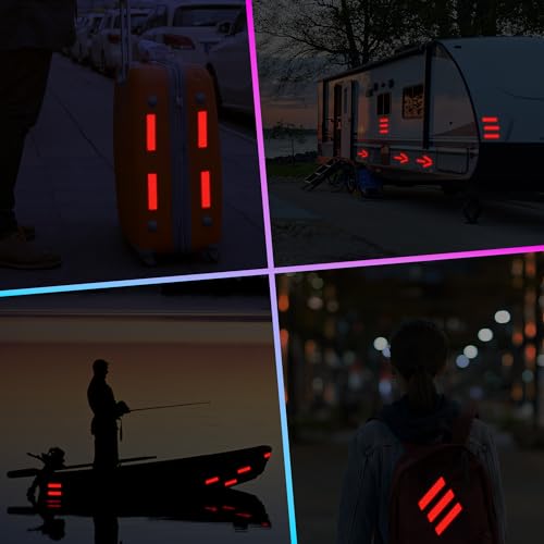 Image of LOOM Reflective Stickers for Helmet | 6pcs Engineer red | Similar to 3M Reflective Tape | Bike Reflectors for Night Riding, Mailbox reflectors | Waterproof hi vis Decals for Car, Trailer