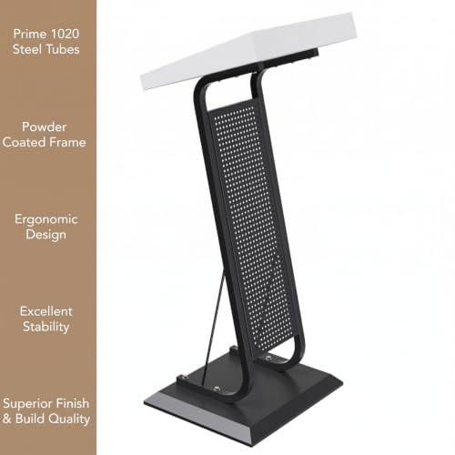 Image of TEKAVO Merito Podium Lectern for Classroom, Auditorium, Office, Church & School | Sleek & Modern Lecture Stand | Ideal for Presentations, Speeches & Events,Mic /Portable Office Conference,White Wood.